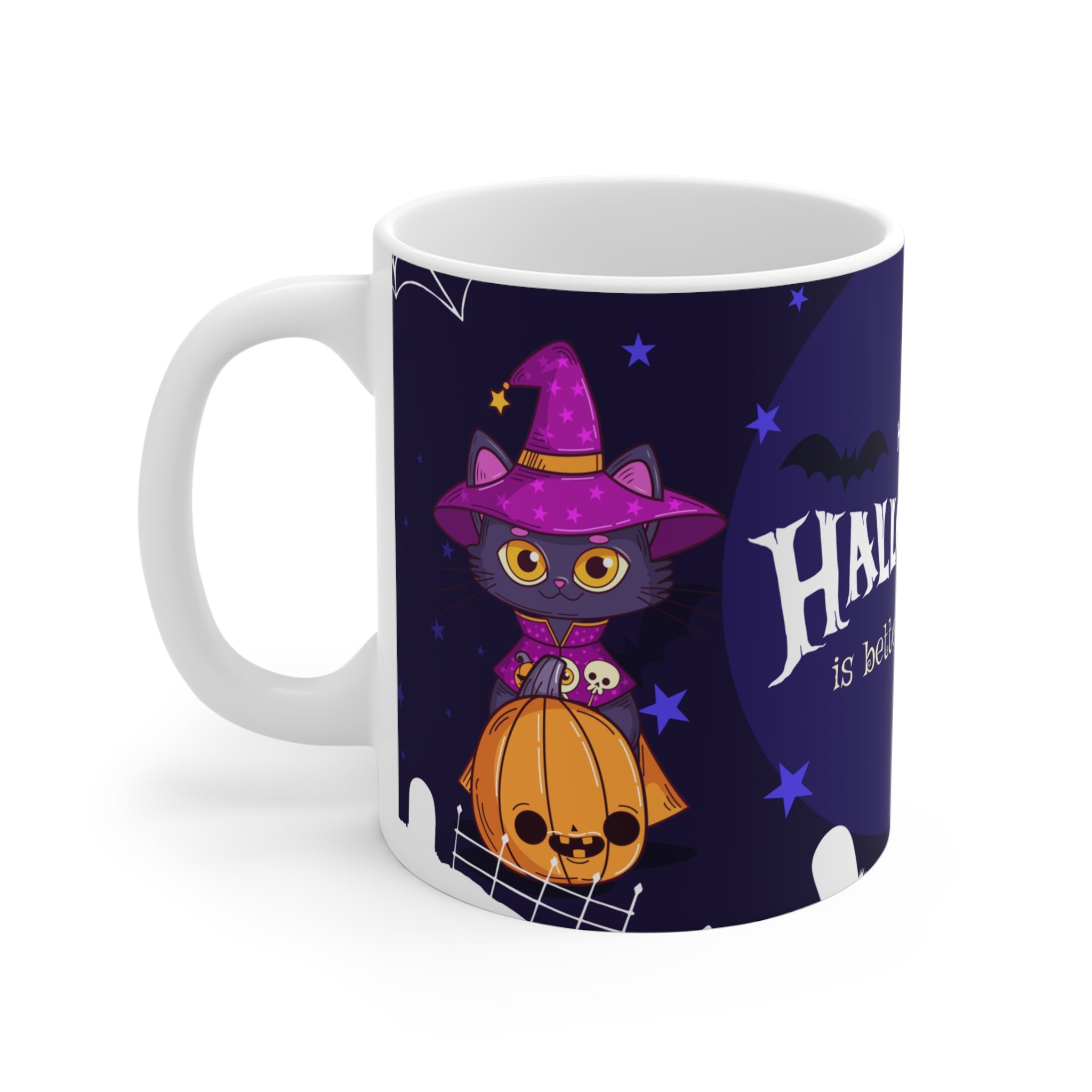 Happy Halloween with Witch's Cats | Ceramic Mug